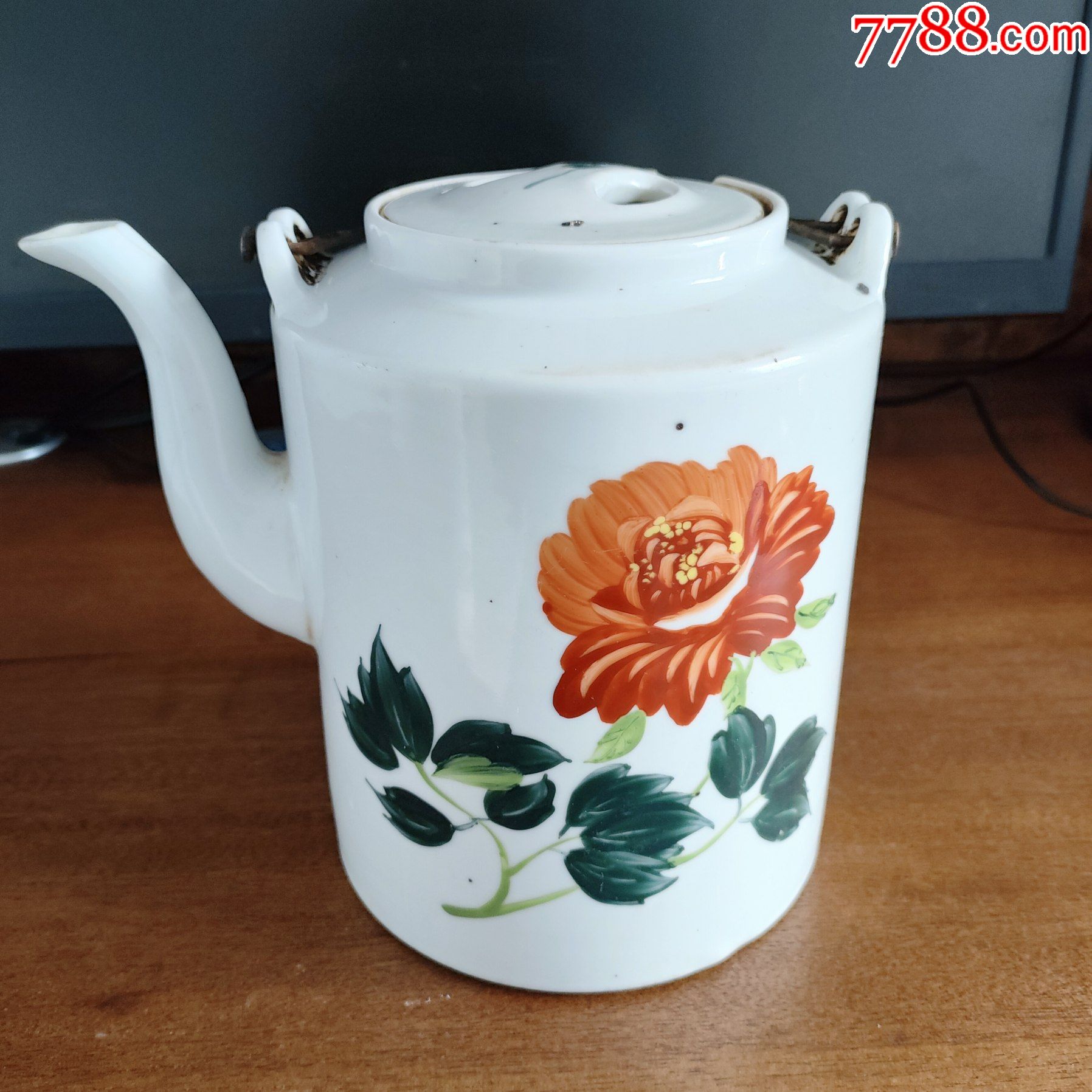 50年代【江西景德镇市第六工业合作社】一枝花大提梁壶,包真包老
