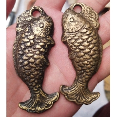 一对铜鱼(至少民国以上)