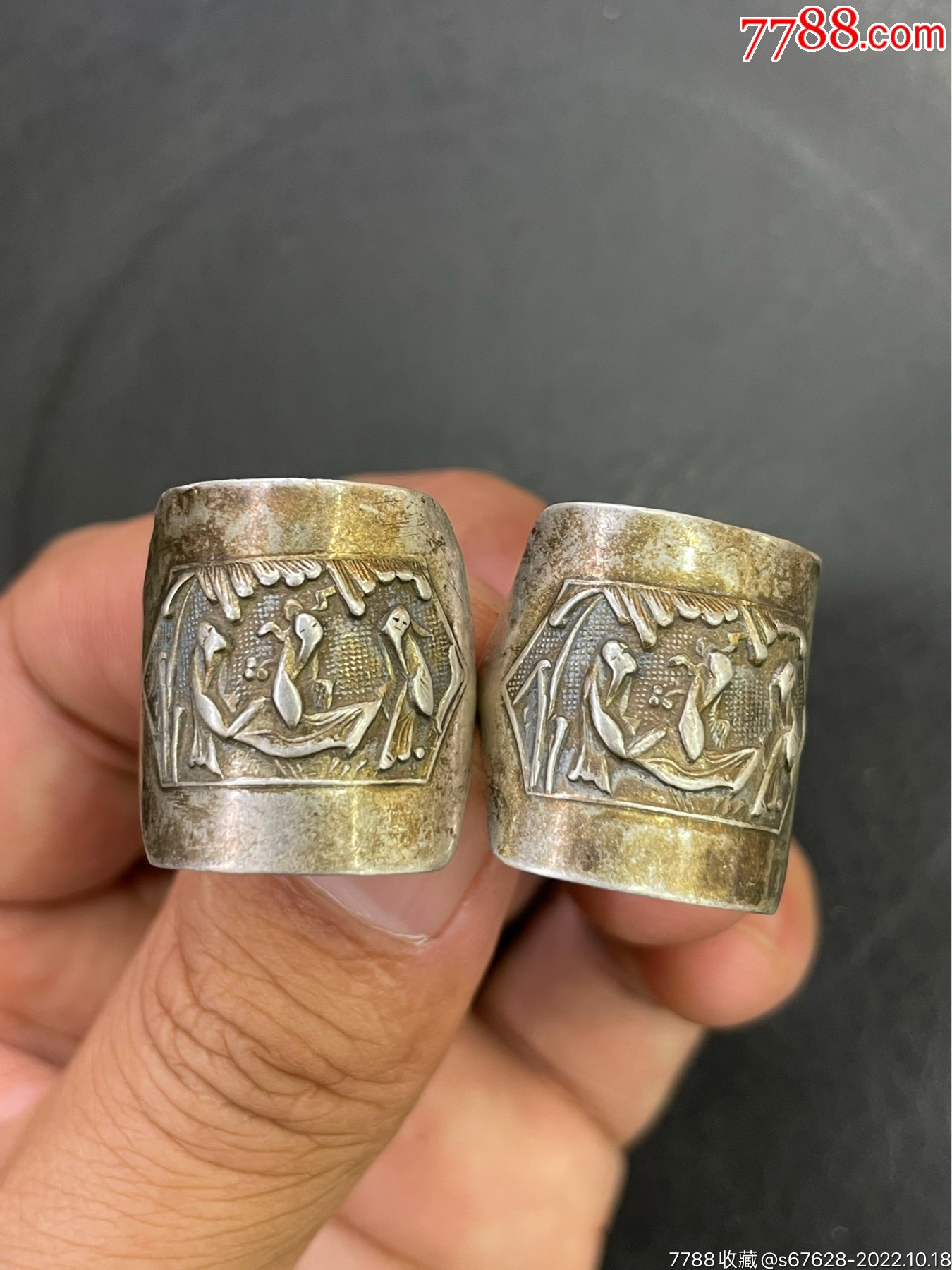 清代老银戒指一对，人物工-价格:880元-se90044121-银戒指-零售-7788收藏__收藏热线
