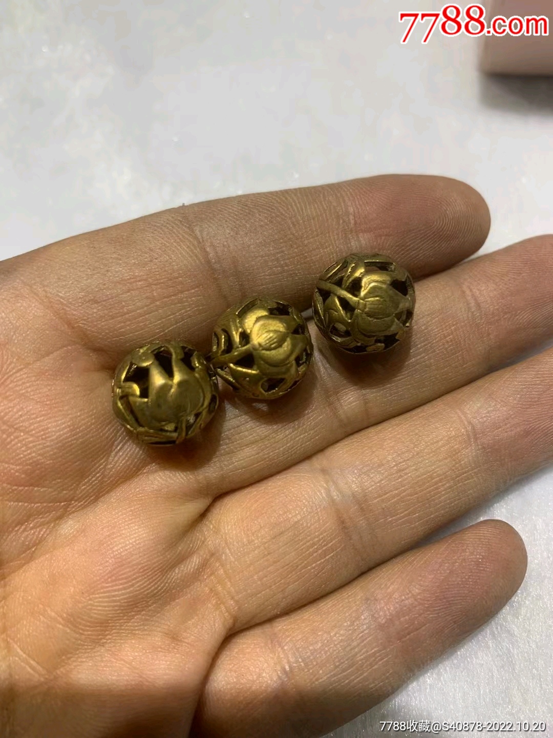 清代铜鎏金鸳鸯荷花镂空扣子3颗_衣扣/纽扣_图片价格_收藏交易_7788集