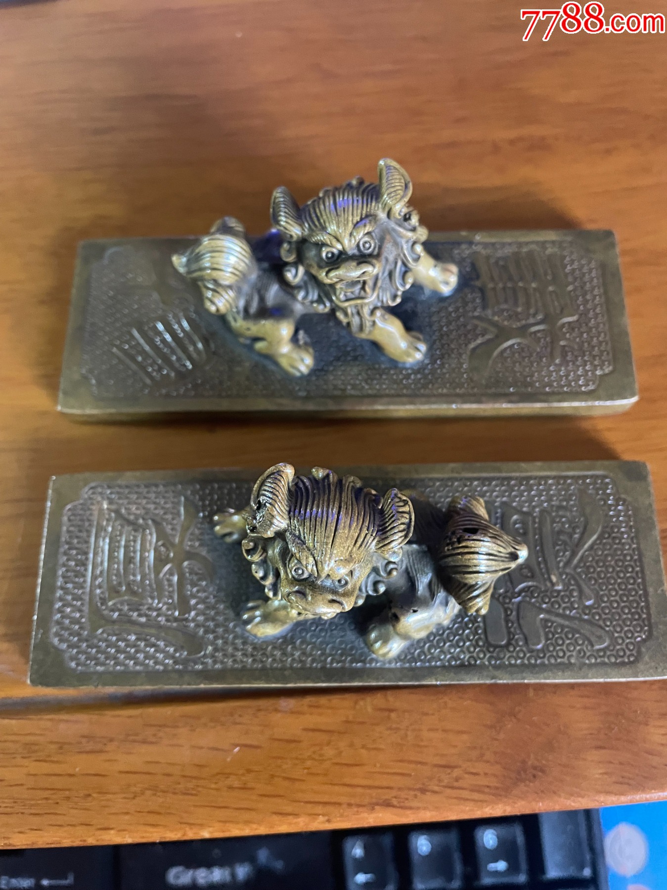 文昌阁厚德载物麒麟镇尺一对-价格:158元-se90076327-铜杂件-零售