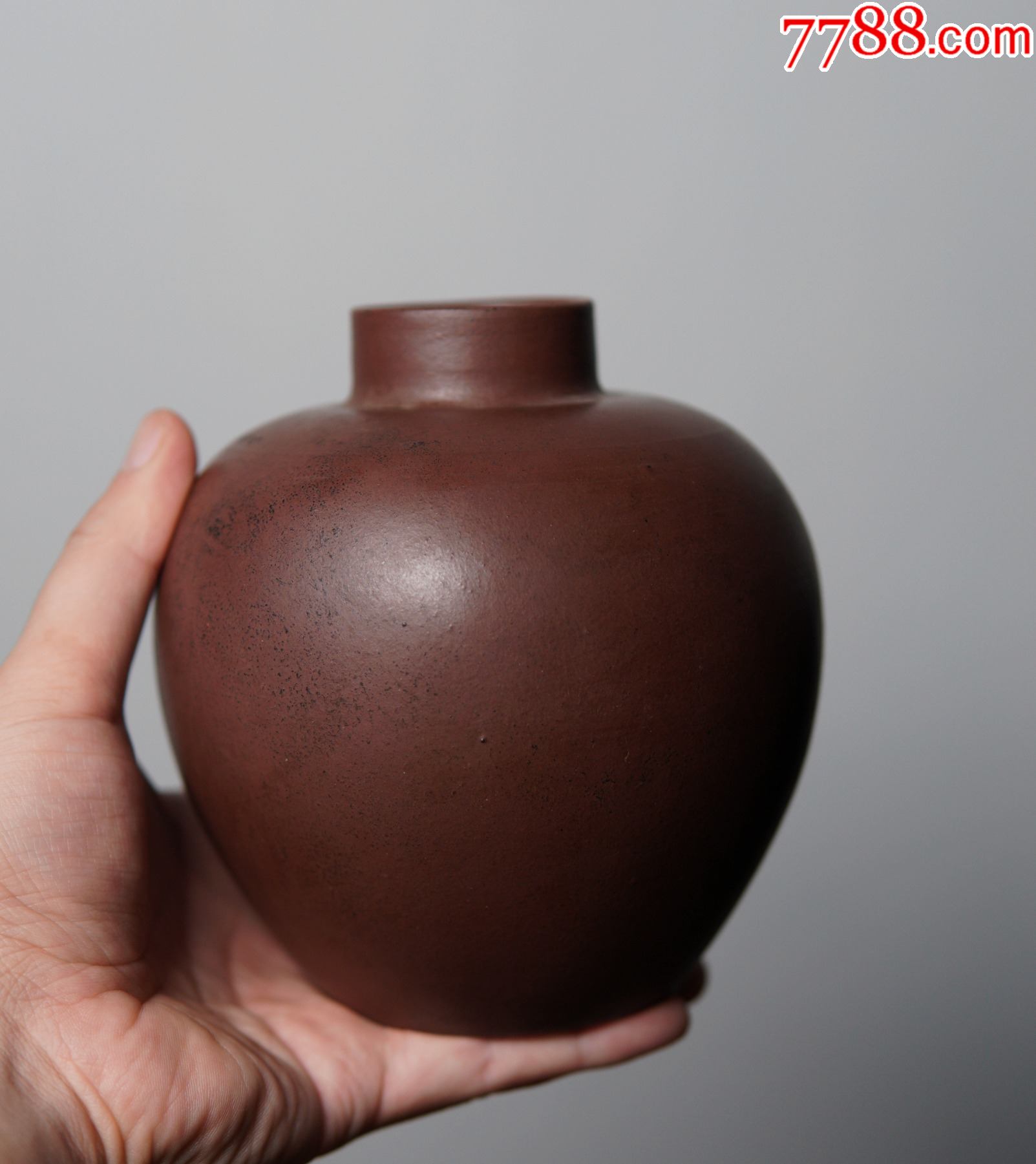 民国紫砂罐茶叶罐老紫砂茶器茶具文房苹果尊式-其他紫砂-7788唱机