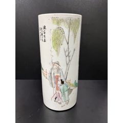 民国早期吉太祥渔夫自乐帽筒-彩绘瓷/彩瓷-7788红宝书