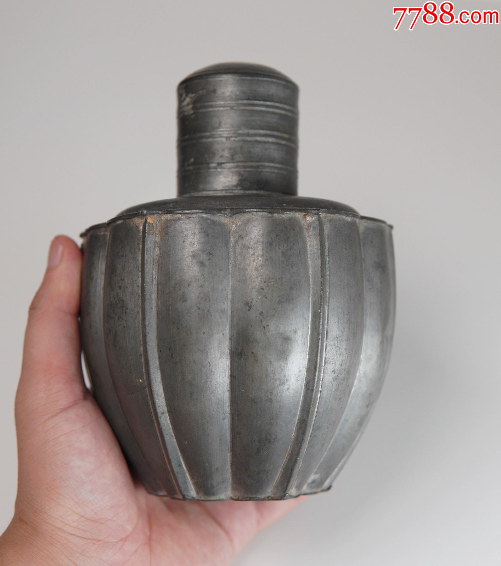 晚清民国锡茶罐菱花形茶叶罐锡茶入茶仓_茶叶罐/盒_图片价格_收藏鉴定