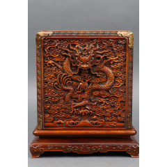 黄花梨龙纹印玉玺盒.