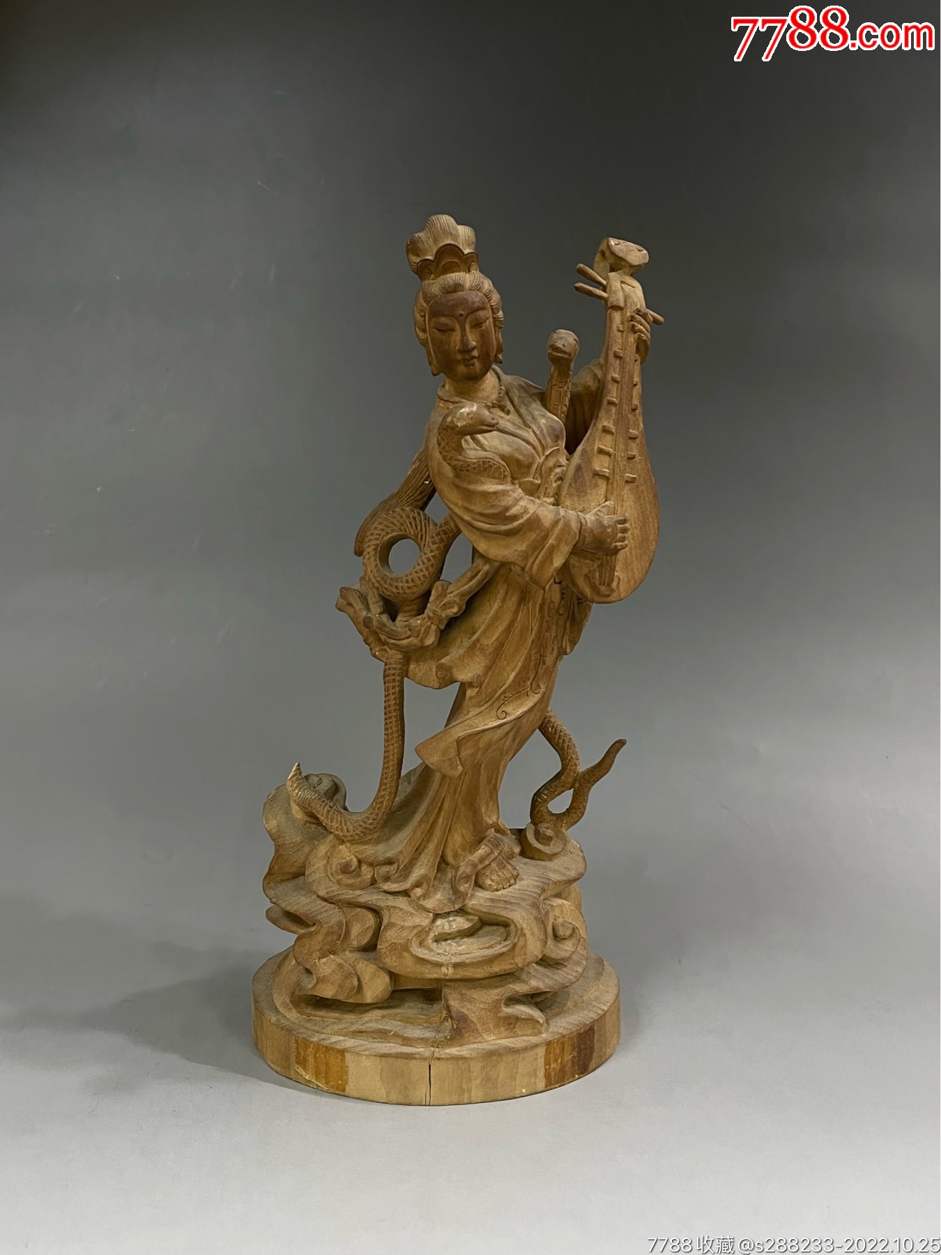 民国香樟木雕琵琶仙女-价格:1200元-se90166995-木雕摆件-零售-7788昌