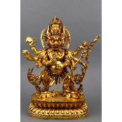 清:铜鎏金牛头金刚摆件.