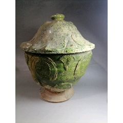 宋代绿釉带工的盖罐
