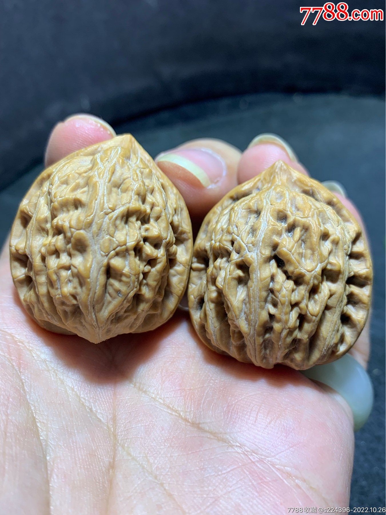 精美高端野生小众僧帽狮子头文玩麻核桃一对_文玩核桃_文玩迷福利社