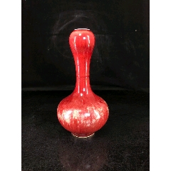 祭红釉窑变胆瓶美人醉蒜头瓶