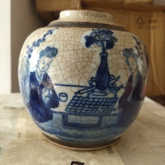 哥釉青花人物罐-青花瓷-7788旧书网