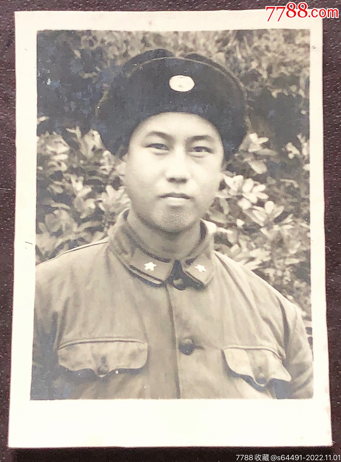 六十年代,解放军,佩戴列兵符号军衔领章-老照片-7788收藏