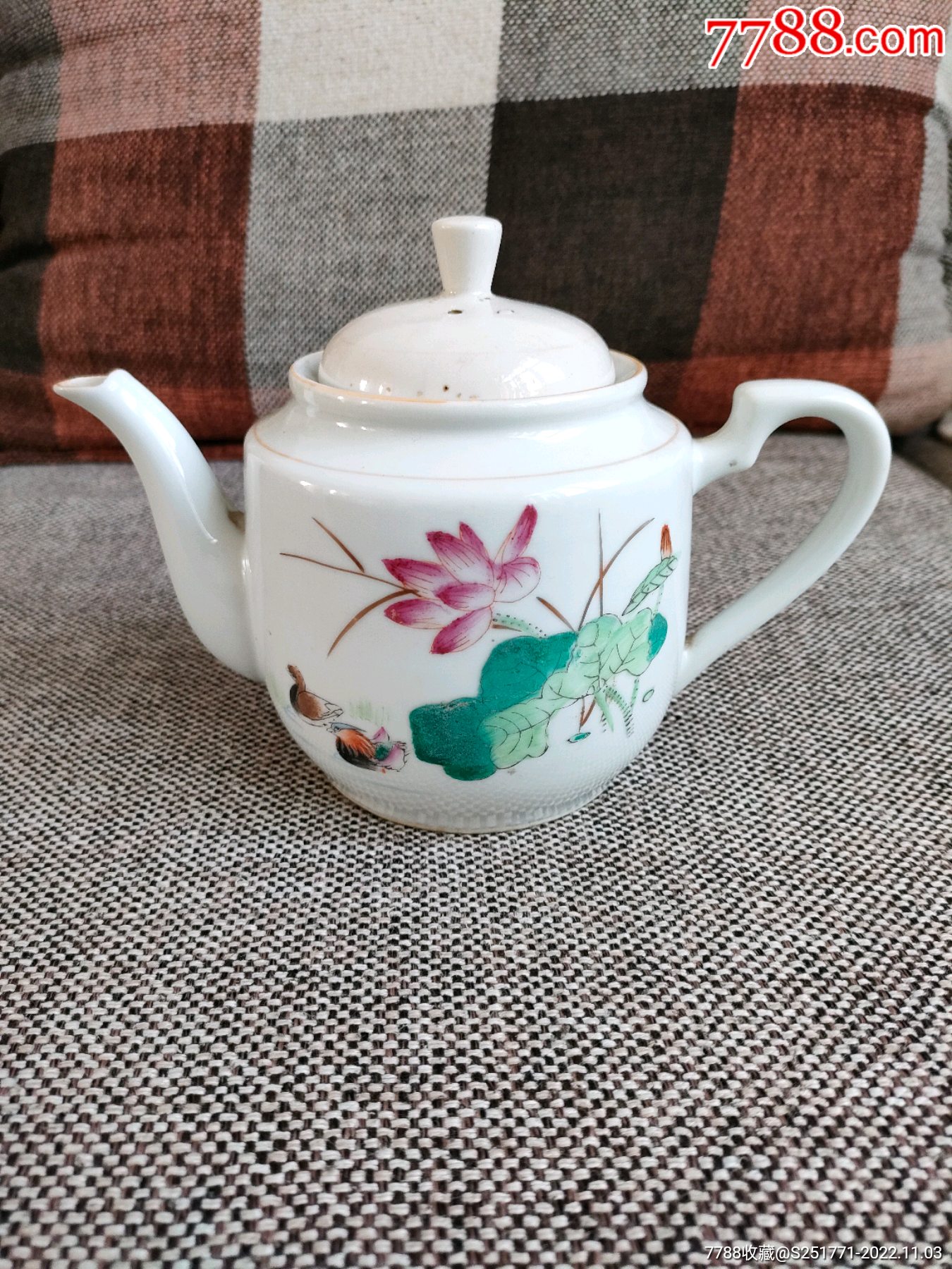 文,革时期手绘粉彩鸳鸯戏水壶一把,-价格:298元-se90333123-彩绘瓷