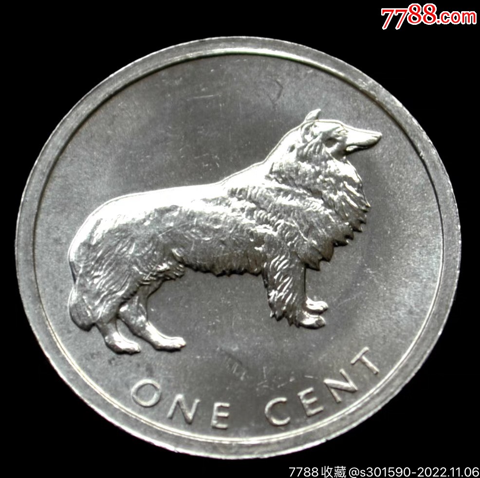 牧羊犬库克群岛1分硬币2003年直径23mm大洋洲外国钱币全新