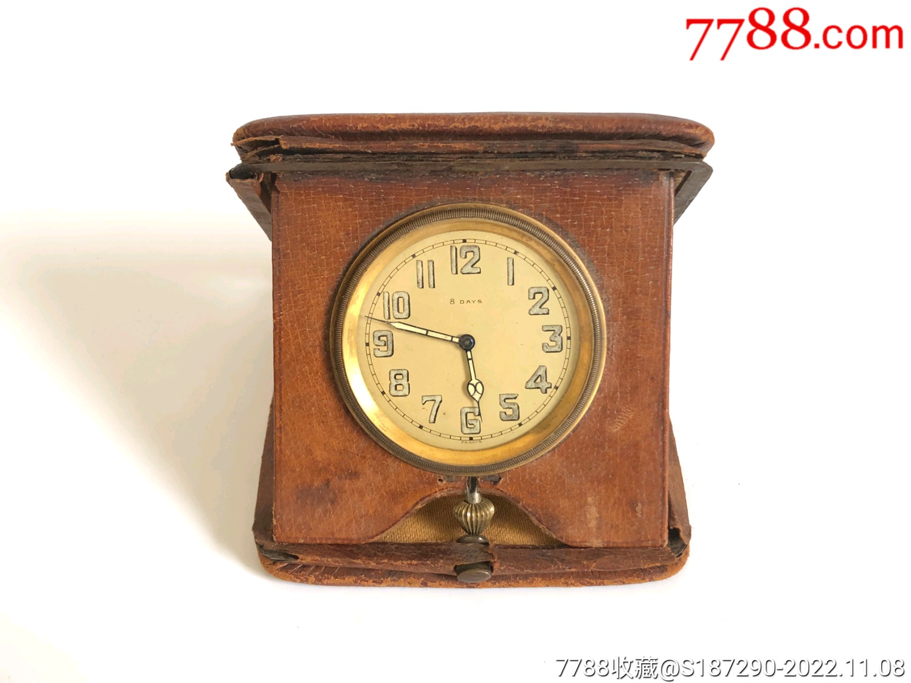 古董瑞士8天机械皮夹旅行钟-价格:1400元-se90444666-闹钟/马蹄表-零售-7788收藏__收藏热线