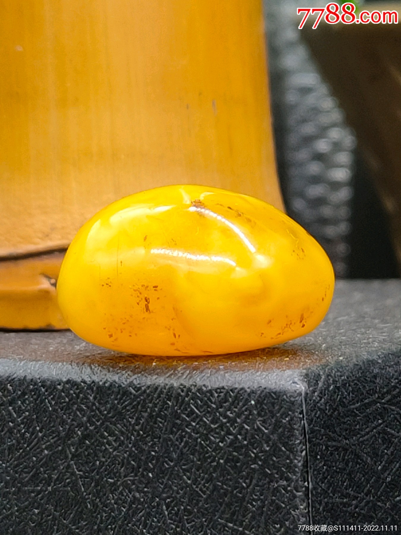 蜜蜡鸡油黄随形珠珠一颗_蜜蜡_收藏价格_鉴定交易_7788瓷器网