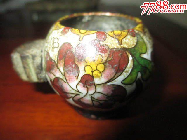 1487 中国　景泰藍　七宝　琺瑯　蓋置　3客　時代物 民国掐丝珐琅景泰蓝鸟食罐_其他景泰蓝/珐琅_珍天下古玩商行【7788旧书网】