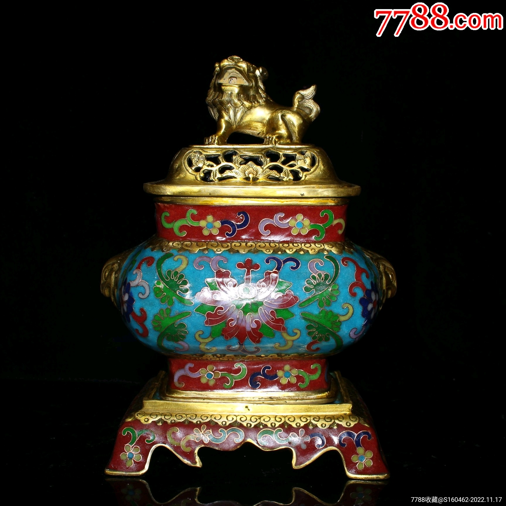 景泰蓝鎏金两体狮子香炉(焕)-铜炉-7788漫画原稿