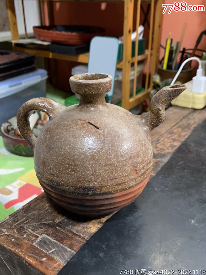 清代老温酒壶-黄釉瓷-7788紫砂