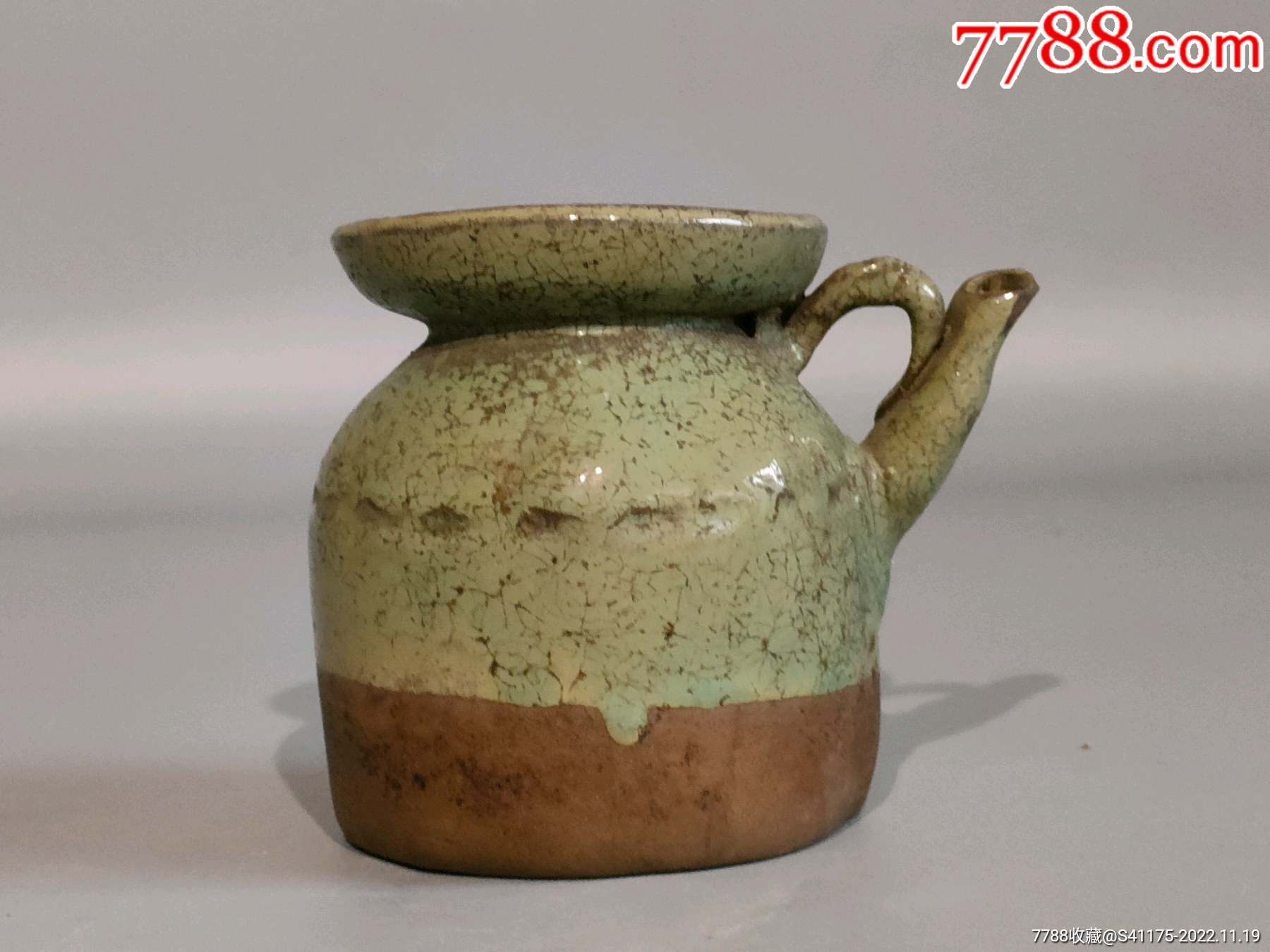清代瓷壶茶壶_绿釉瓷_小小陈古玩【7788锡器收藏】