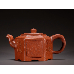 【季山】款石榴钮泥绘纹长嘴壶-紫砂壶-7788商城__七七八八商品交易