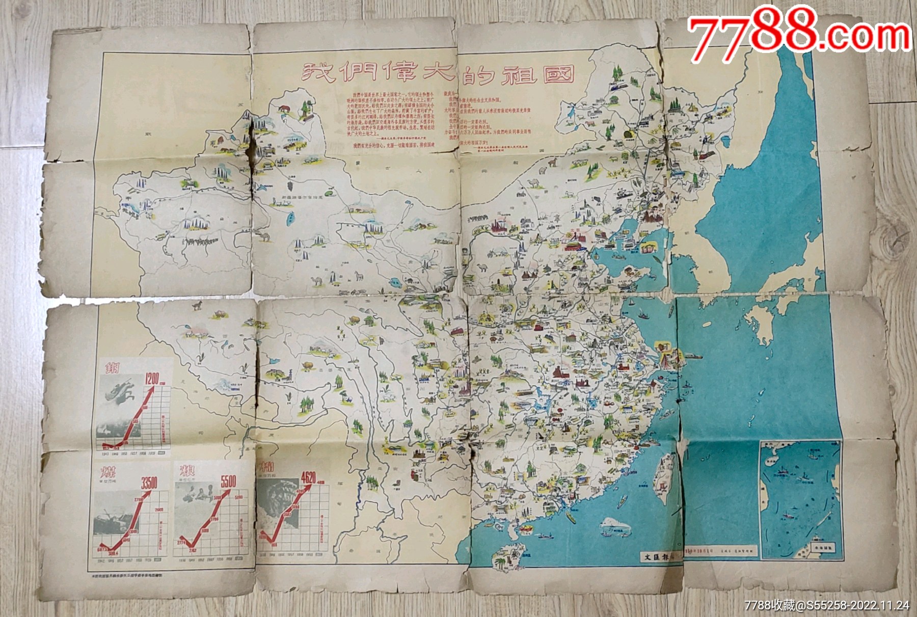 50年代庆祝中华人民共和国成立我们伟大的祖国地图我国国界线根据抗日战争前申报地图-价格:128元-se90736003-教学挂图-零售 ...