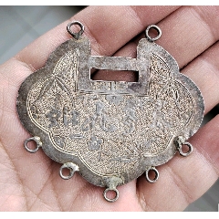 老银锁三多九如长命富贵挂锁片