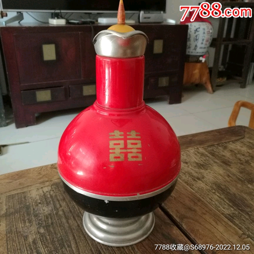 老暖壶，保温壶，铝质异形喜字暖水瓶，总高30cm，中国大连出品，_价格180元_第1张_7788收藏__收藏热线