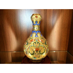 清乾隆珐琅彩描金缠枝花卉蒜头瓶_旧瓷器_先诚后信【7788红宝书】