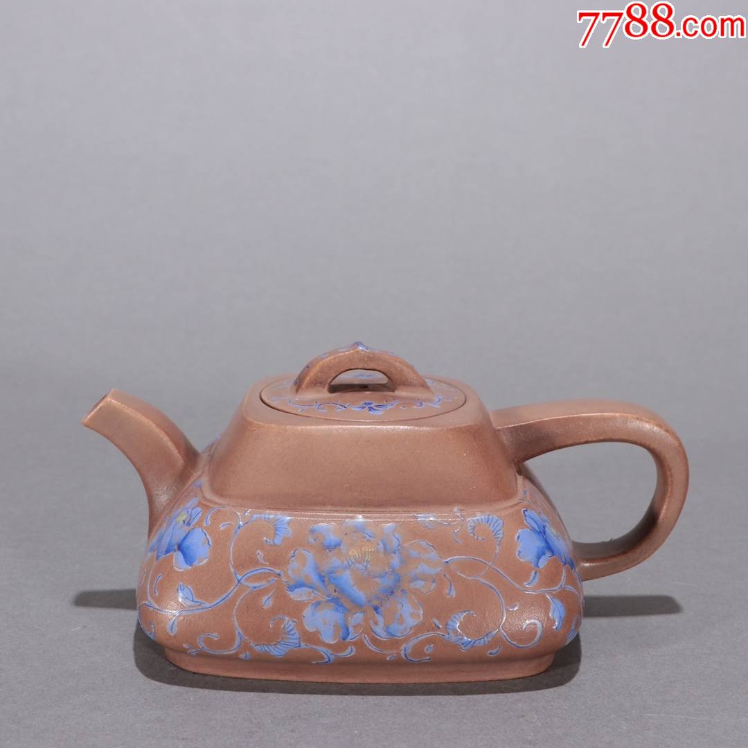 季山段泥加彩缠枝莲茶壶-价格:2800元-se91017853-紫砂壶-零售-7788