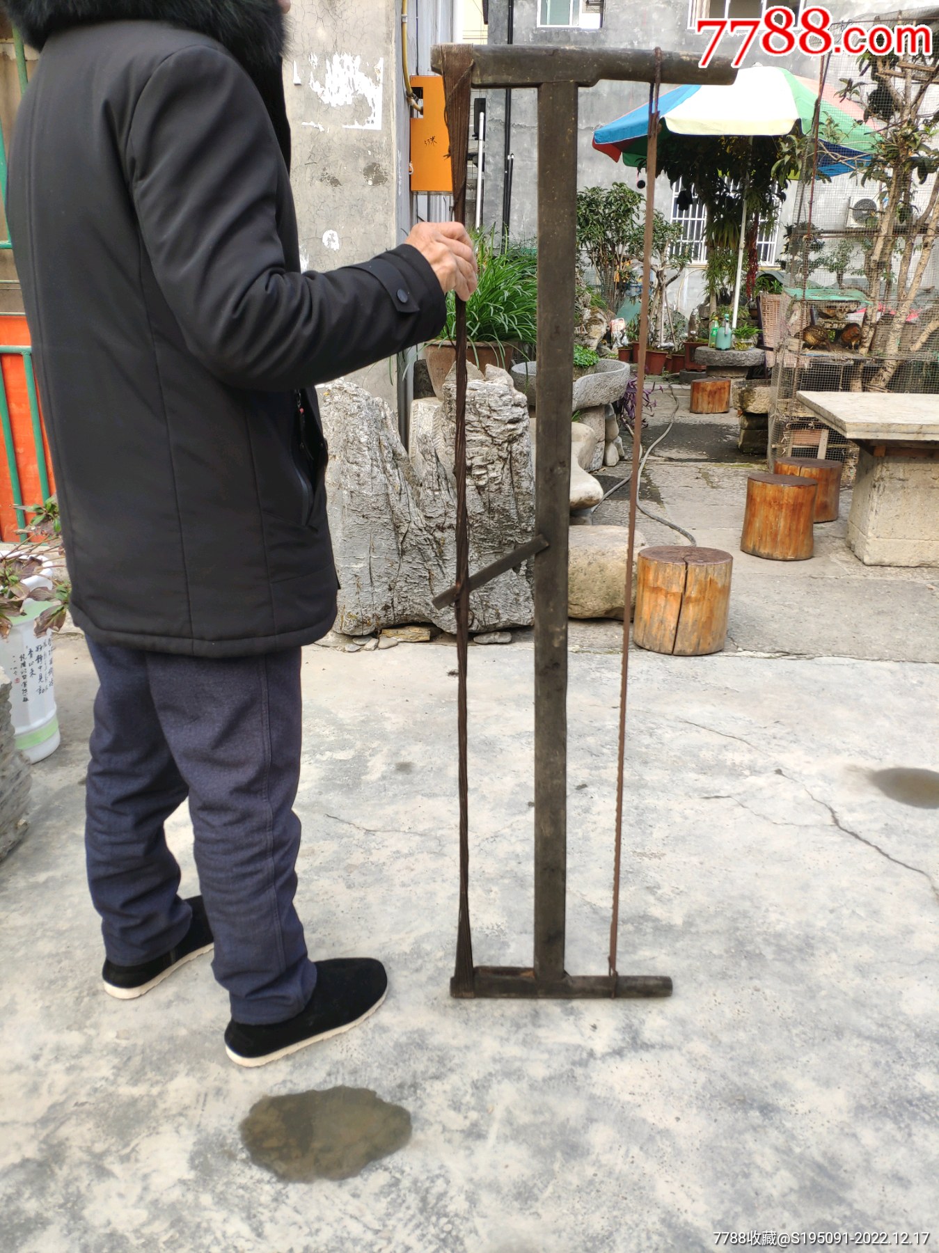 老木工特大双人拉锯子大解锯老工具收藏_木工刨_民俗钱币一线货【7788旧书网】