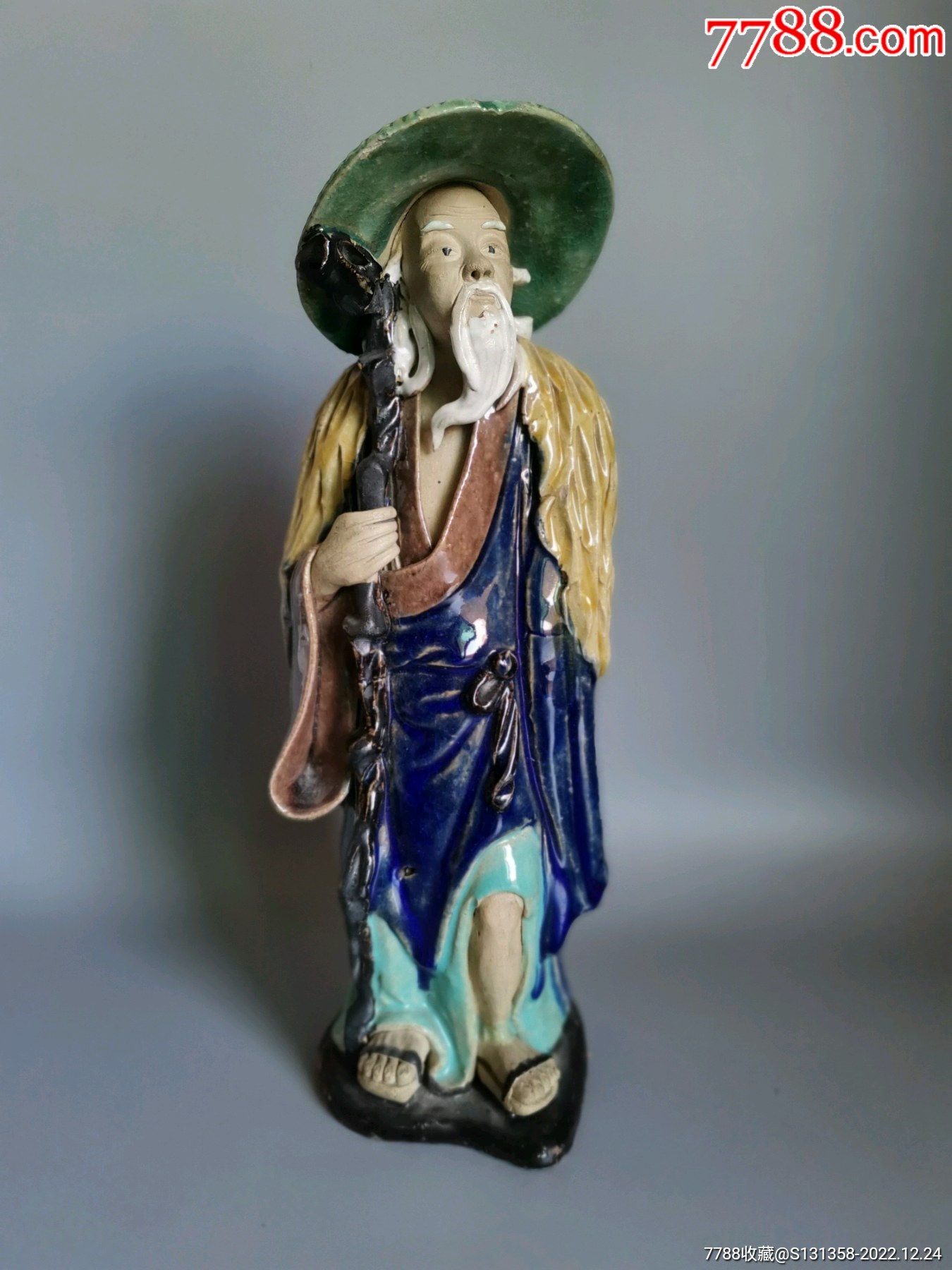 晚清民国石湾窑老翁多彩瓷像_彩绘瓷/彩瓷_收藏行情_回收价格_7788