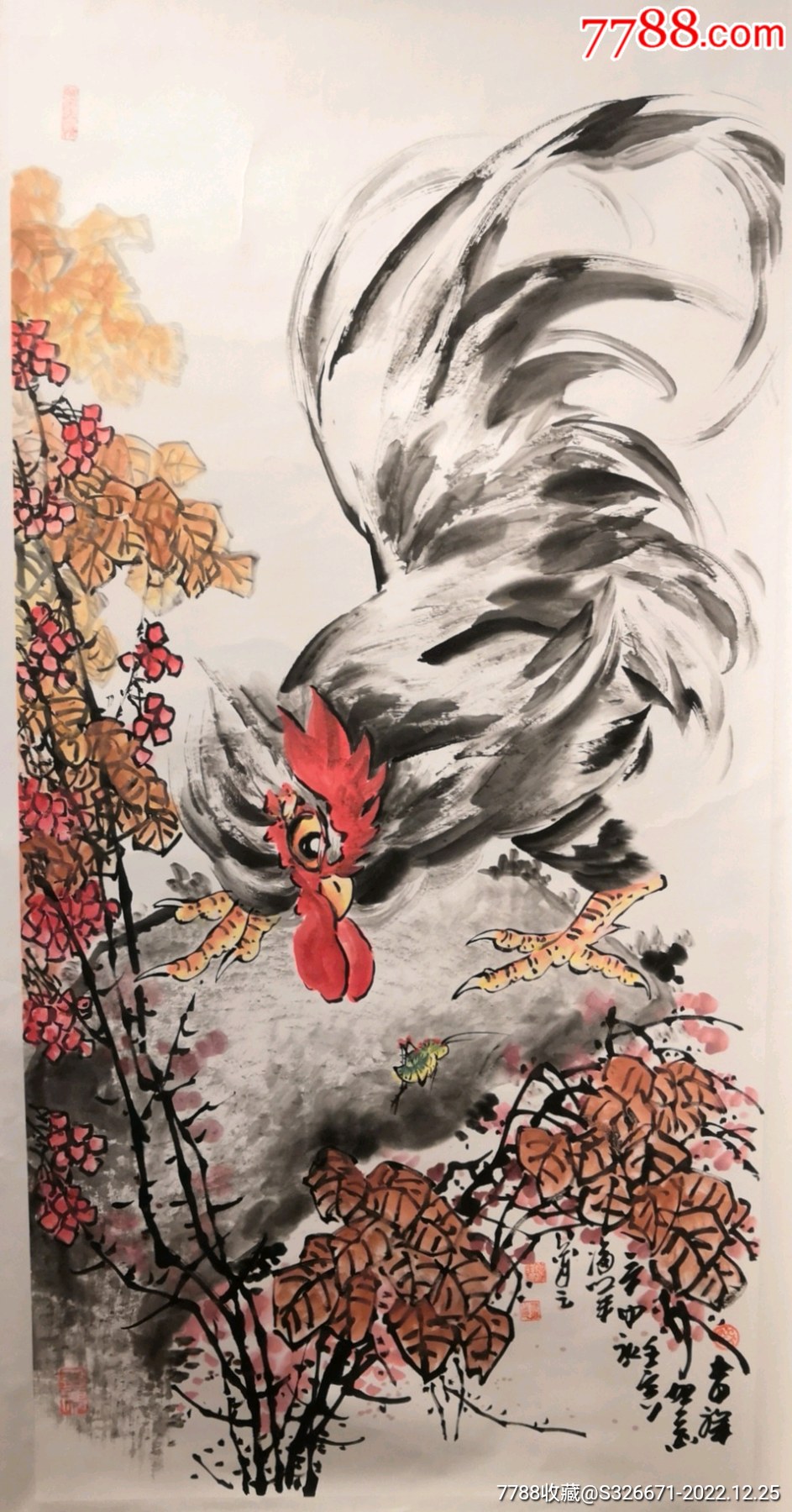 曾海峰大公鸡作品:吉祥如意-价格:998元-se91222135-花鸟国画原作