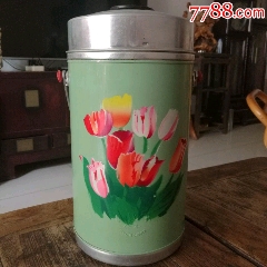 老保温桶，老冰棍桶，飞鹤牌，高28cm，完整，图案漂亮，可做影视道具，怀旧摆设