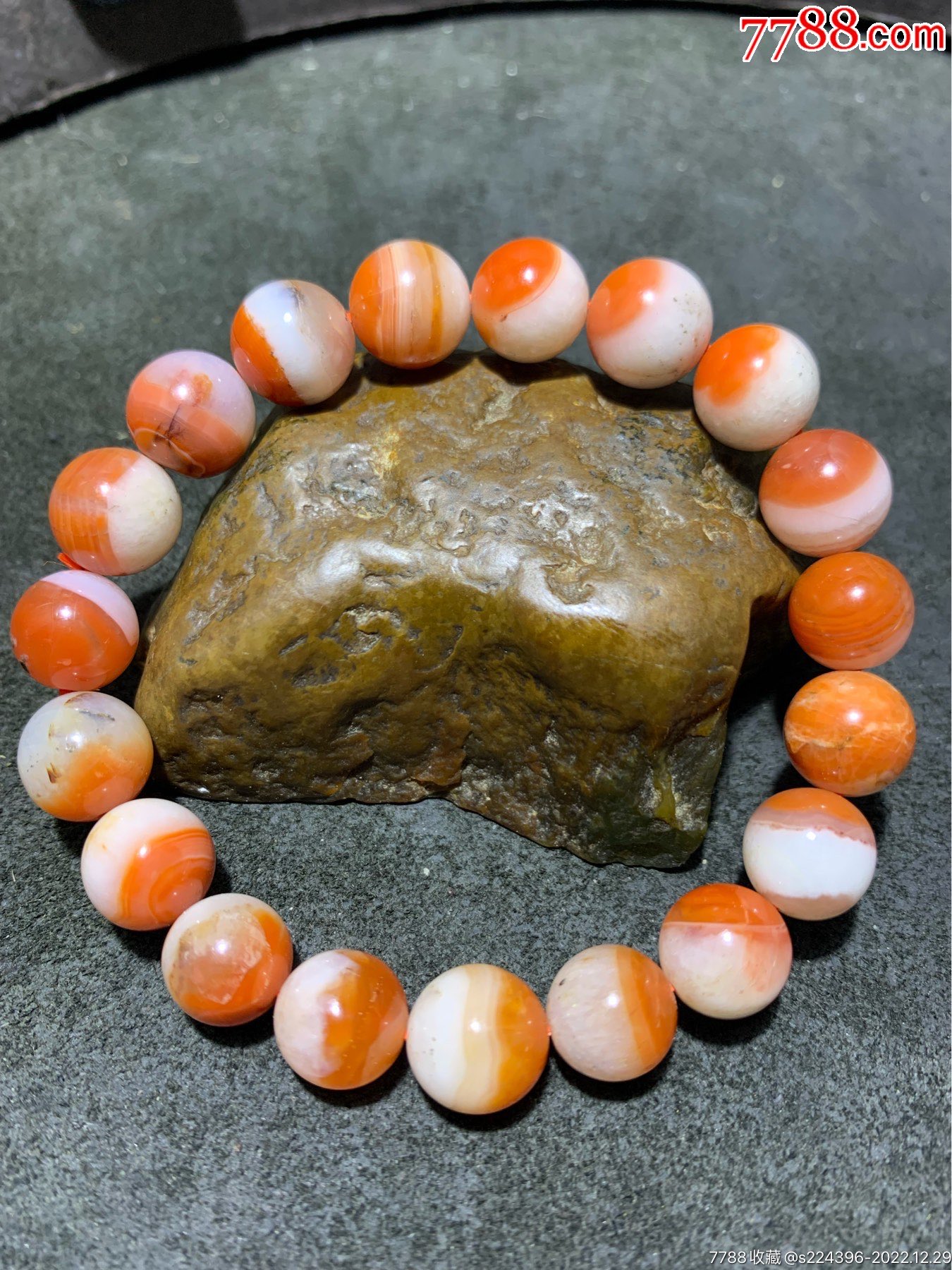 保山南红玛瑙红白双色通货手串一条,-玛瑙-7788玛瑙收藏