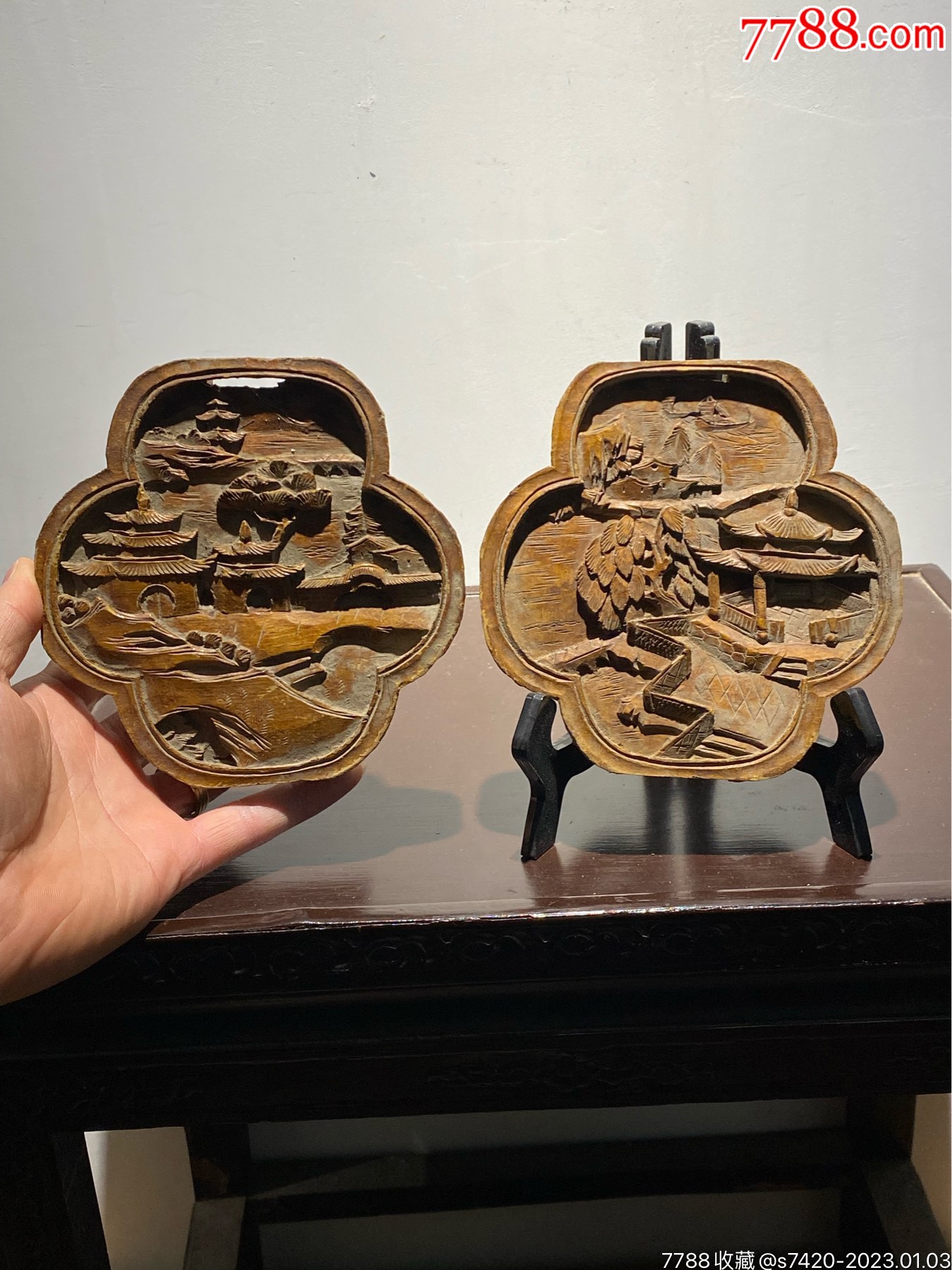 特价,精工东阳木雕,山水庭台一对_木雕花板_浙江一级公路【7788收藏__收藏热线】