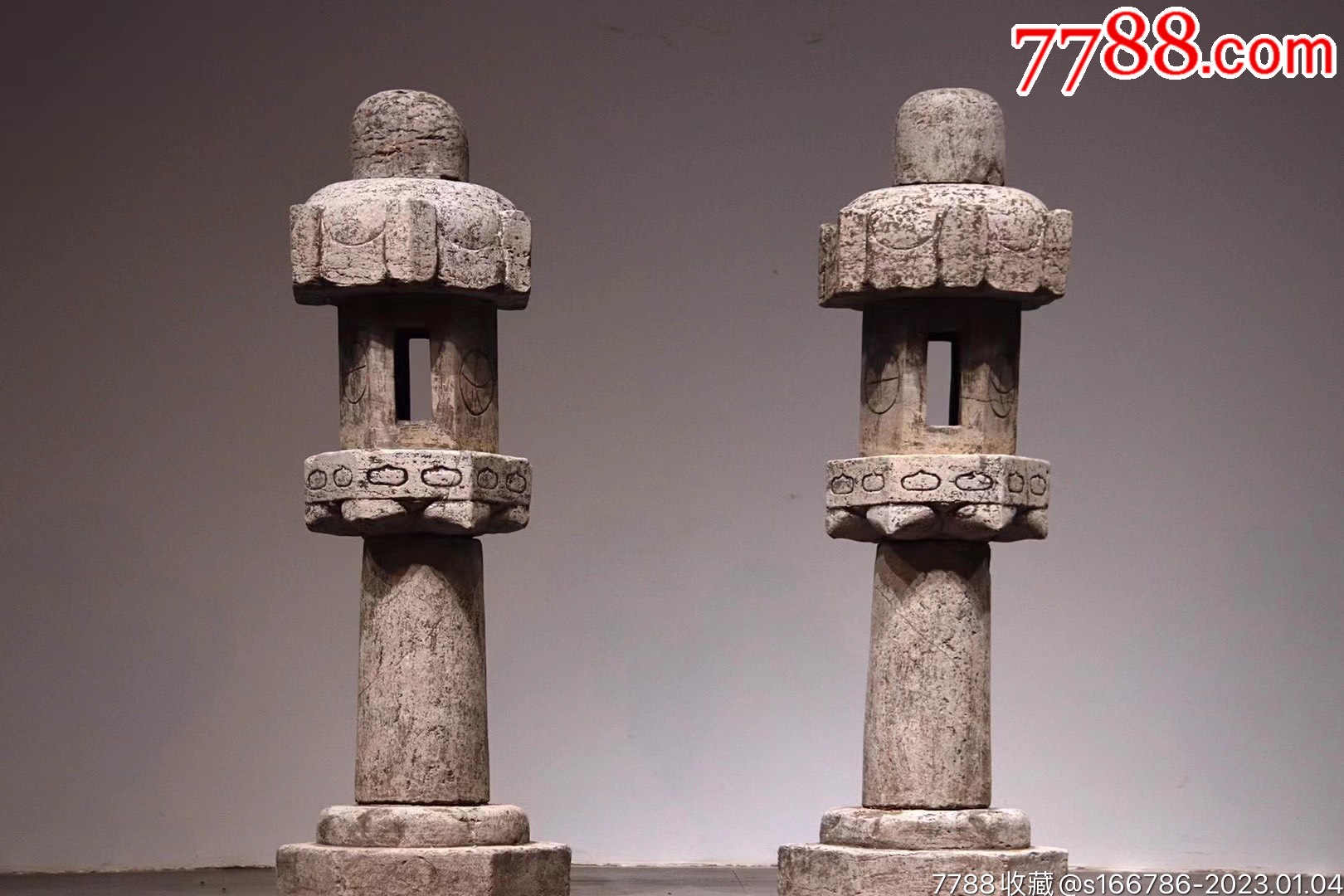 明代宫灯一对青石.尺寸高153直径55(1500斤)造型独特大气.六节分体-价格:12200元-se91355417-石制工具-零售-7788 ...