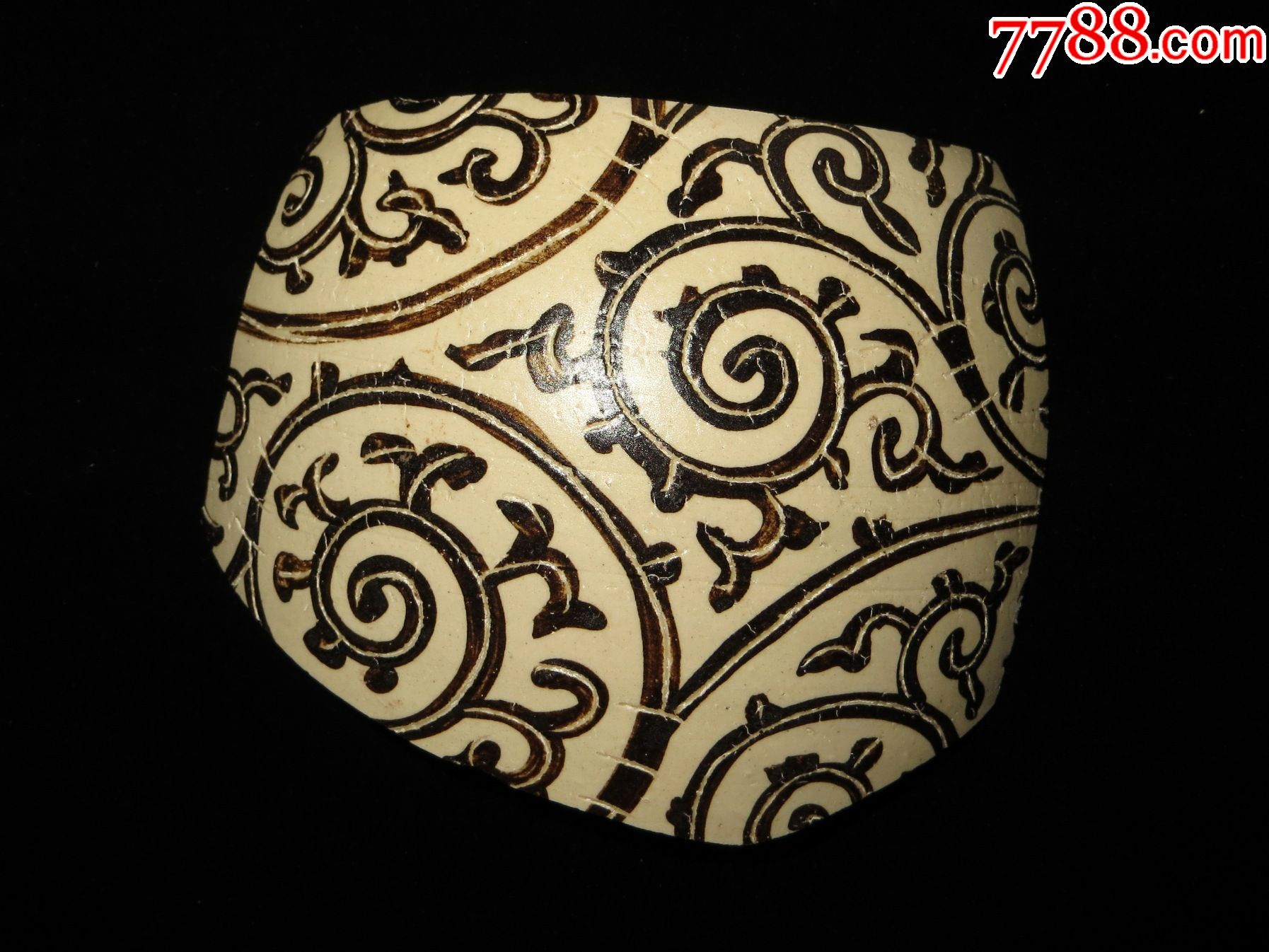 宋代吉州窑白地黑花卷草纹梅瓶瓷片(精品)-价格:1500元-se91359130