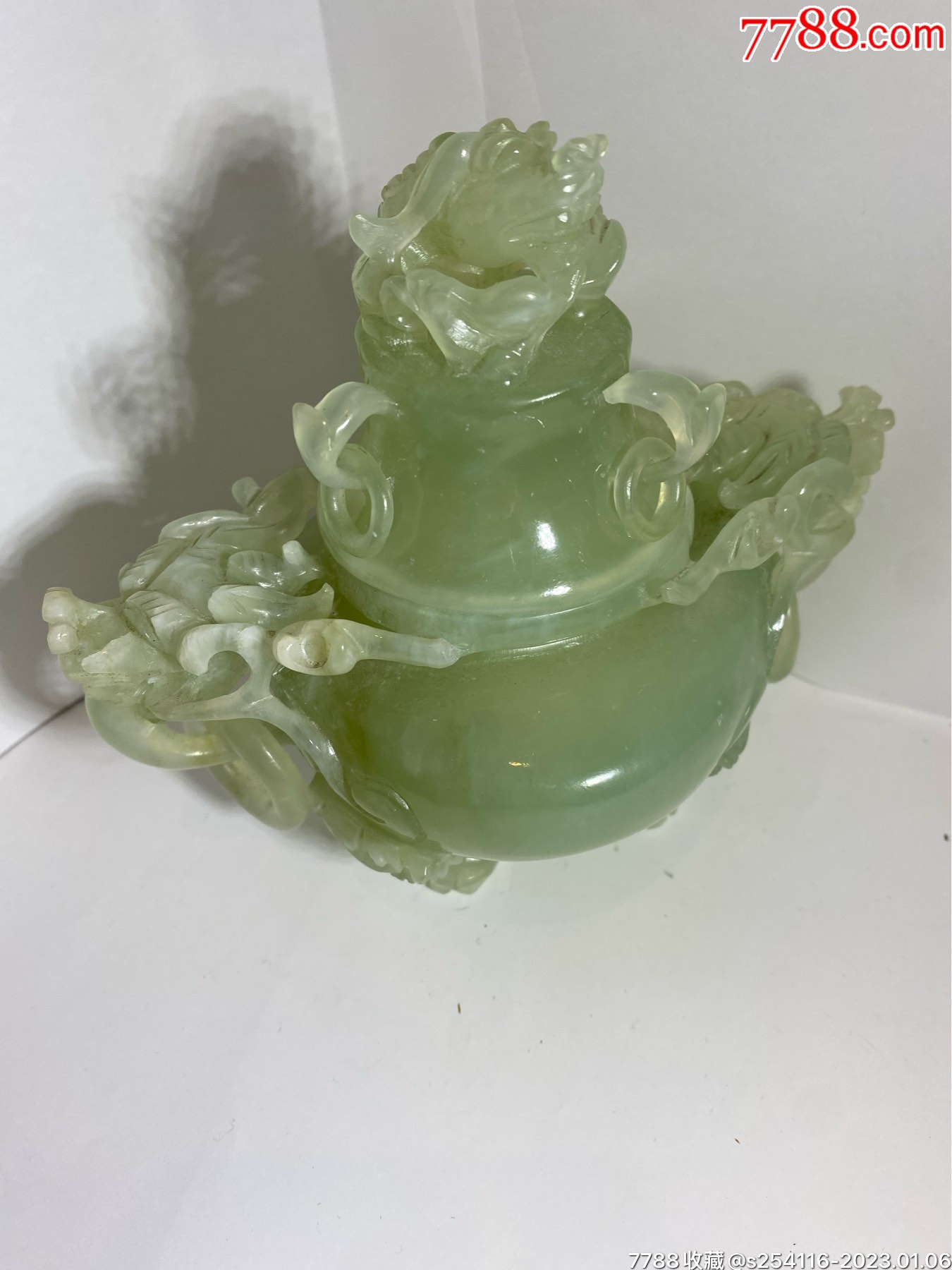 日本回流天然石翡翠玉石岫玉和田玉香炉16*15cm重881克特价1800包邮AF