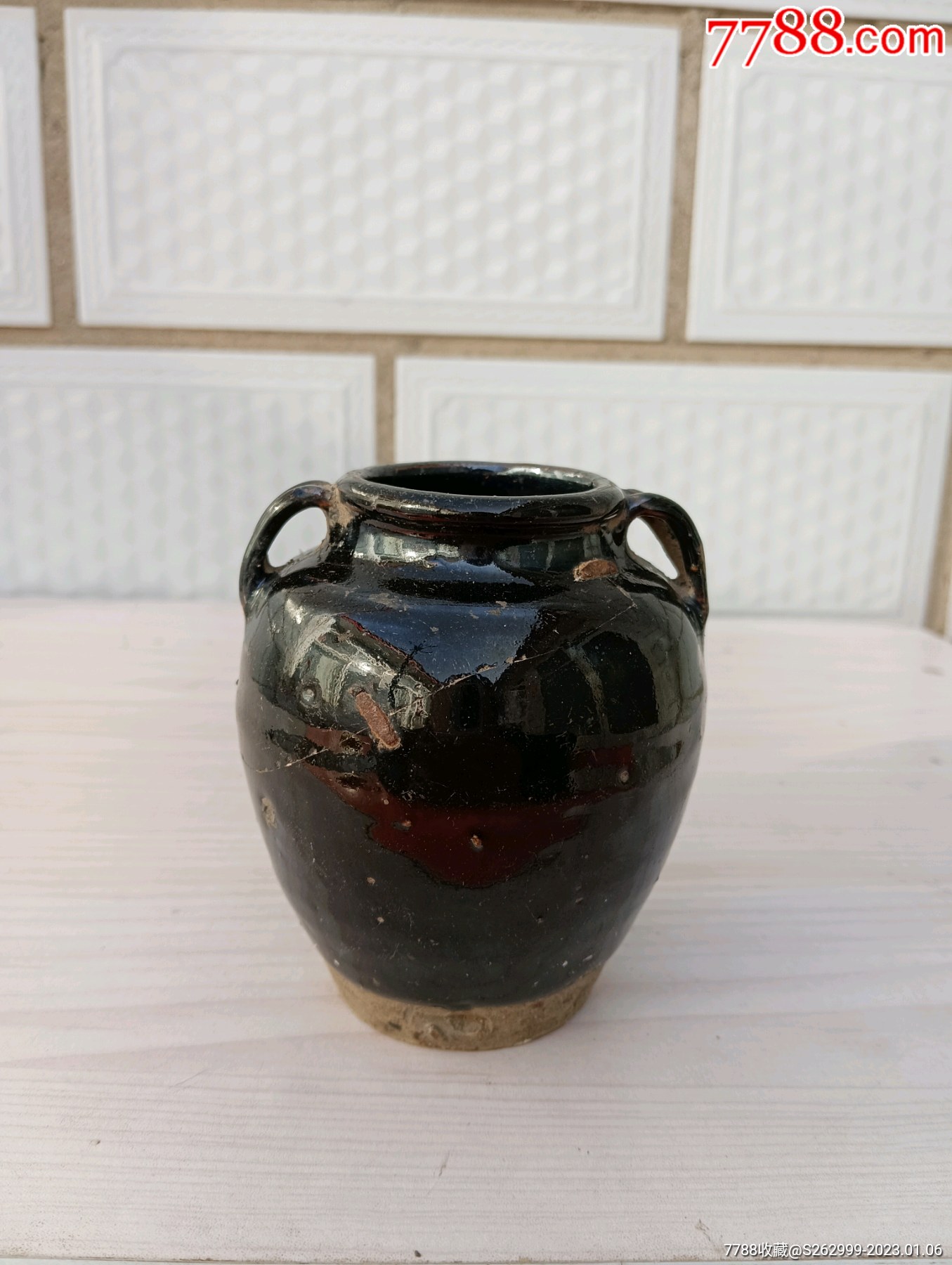 明清黑釉双耳罐_黑瓷/天目瓷_图片收藏_回收价格_7788老酒瓶
