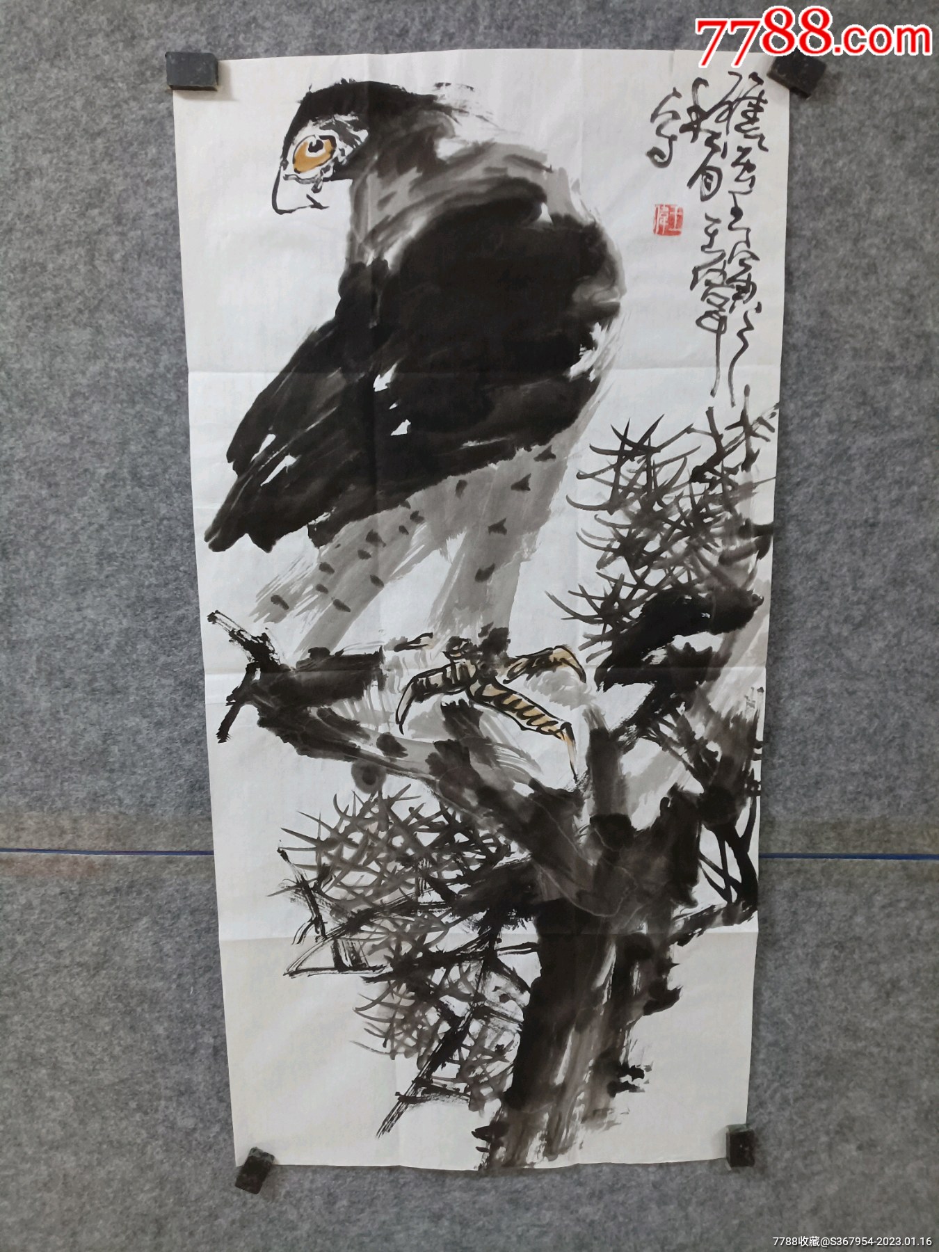 山西名家,山西省美协会员,闻喜县美协主席李王伟先生,大写意松鹰-价格:46元-se91541687-花鸟国画原作-零售-7788收藏__收藏热线