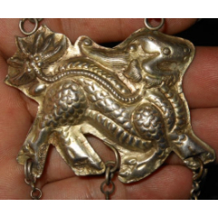 清代-麒麟童子-银牌重45g-银锁/银项链-7788红宝书