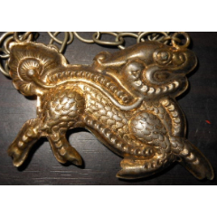 清代-麒麟童子-银牌重45g-银锁/银项链-7788红宝书