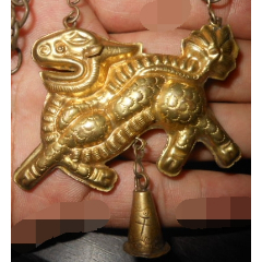 清代-麒麟童子-银牌重45g-银锁/银项链-7788红宝书