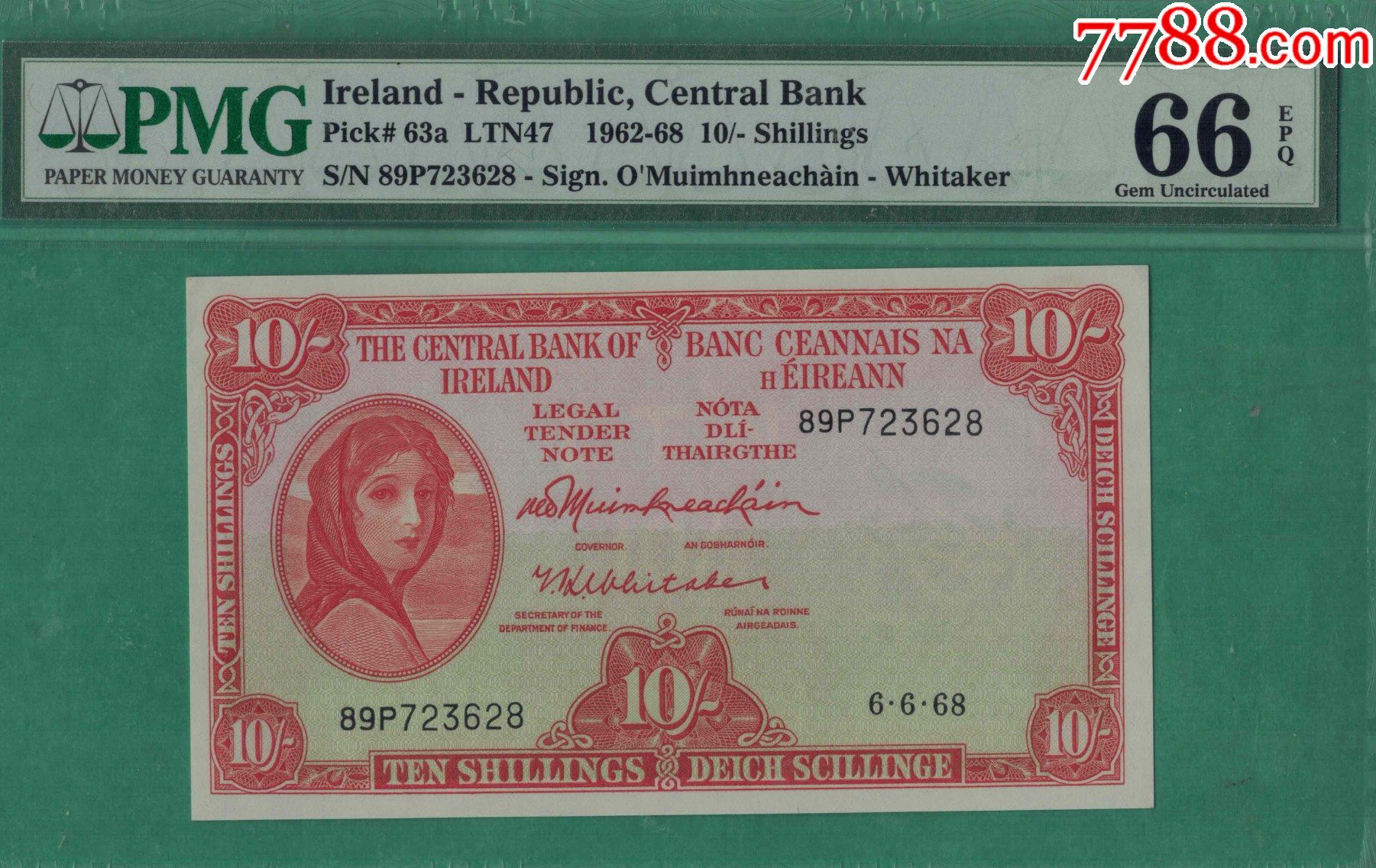 爱尔兰10镑1974年P-66c大票幅实物图欧洲纸币UNC-价格:3200元-se92182394-外国钱币-零售-7788收藏__收藏热线