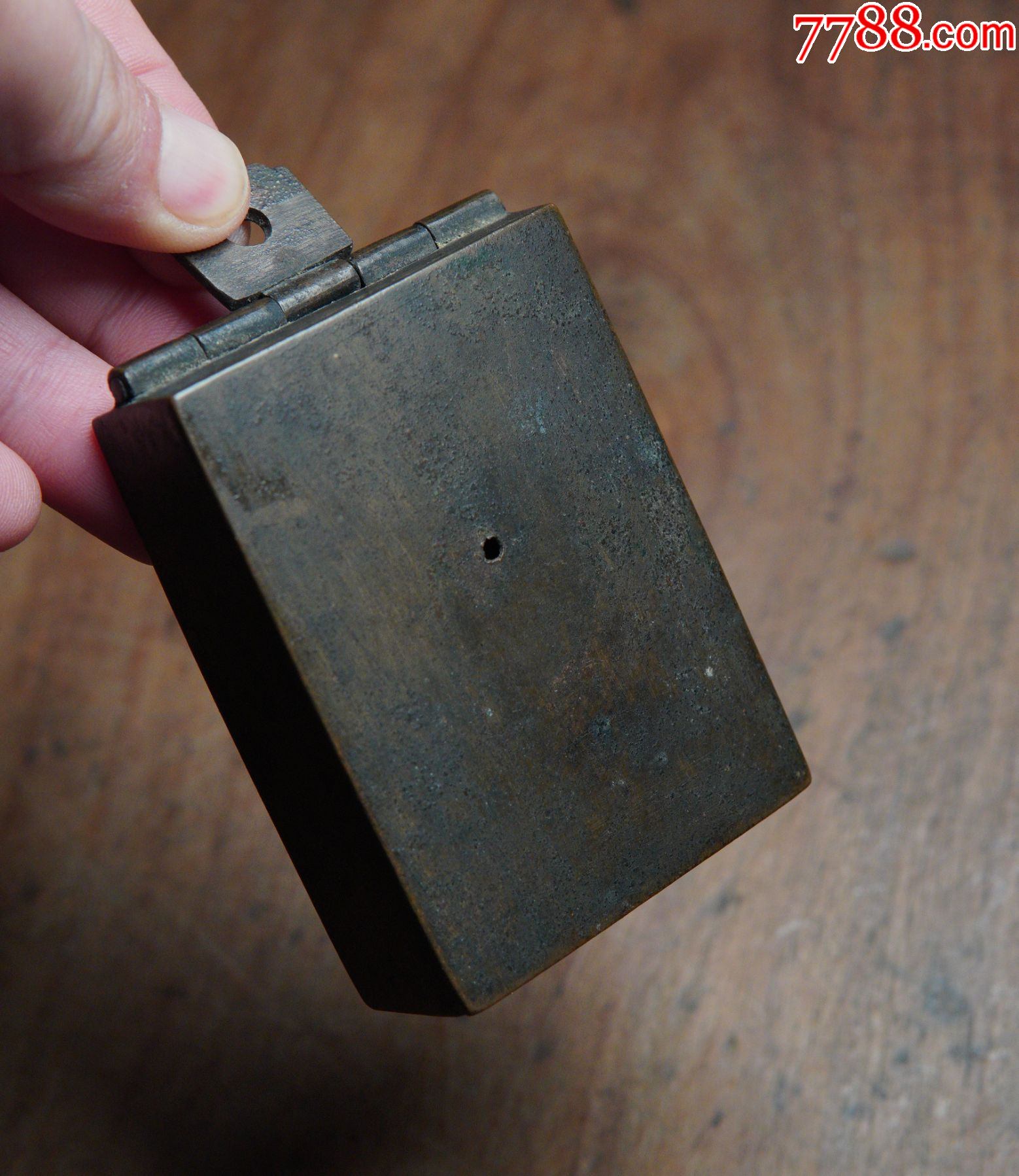 清代铜墨盒悬挂式便携铜盒文房老墨盒老物件铜器铜杂-价格:680元-se9