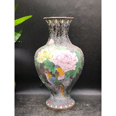 蔵友館蔵品・銅製・景泰藍・琺瑯彩・花開富貴紋・供盤】・希少