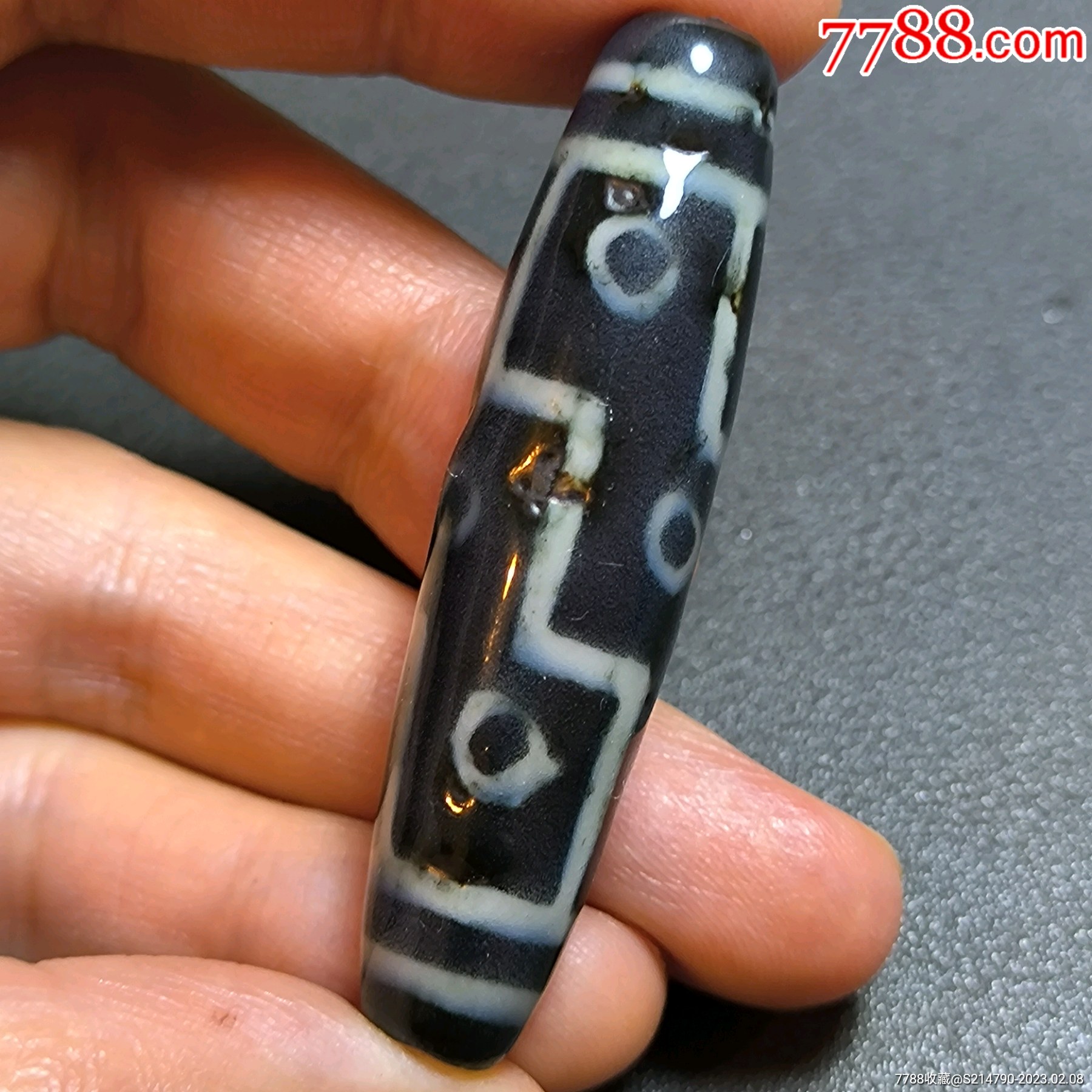 黑白分明九眼琉璃天珠,【宝贝尺寸】:天珠长55宽13.