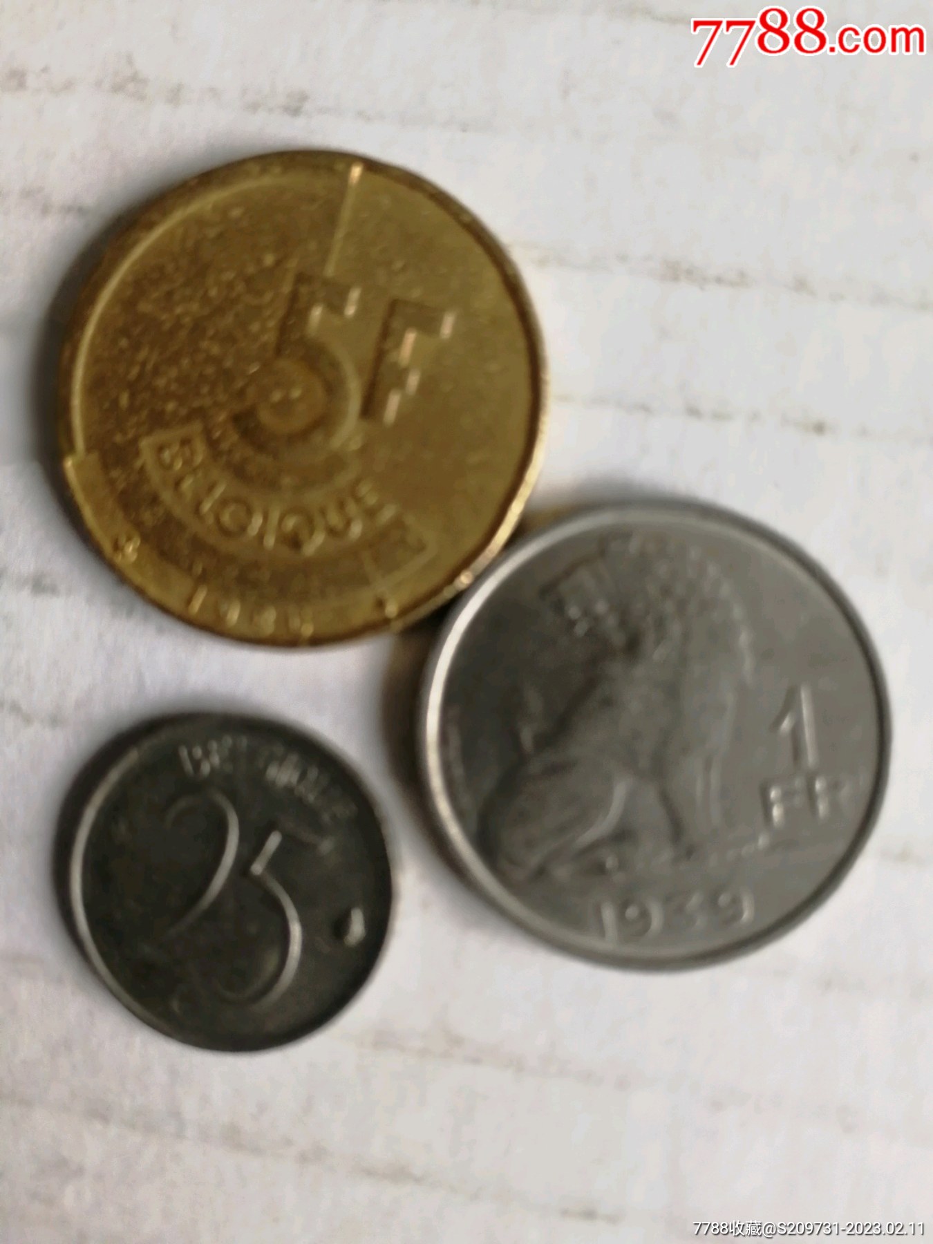 比利时早期钱币三枚1939年1比法和5比法25分单买可私聊