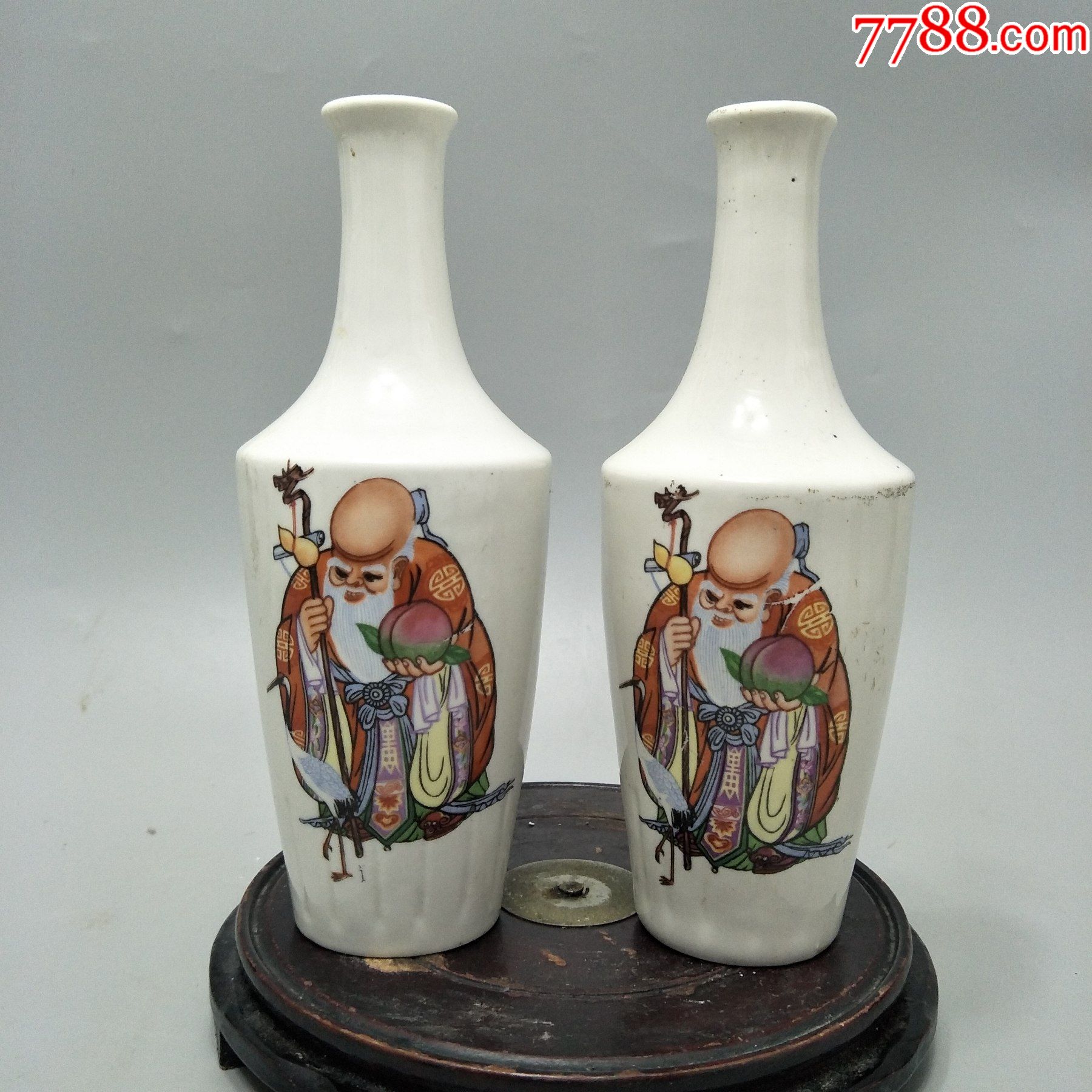 老寿星酒瓶两个,包老包邮完整-价格:160元-se91897815-彩绘瓷/彩瓷